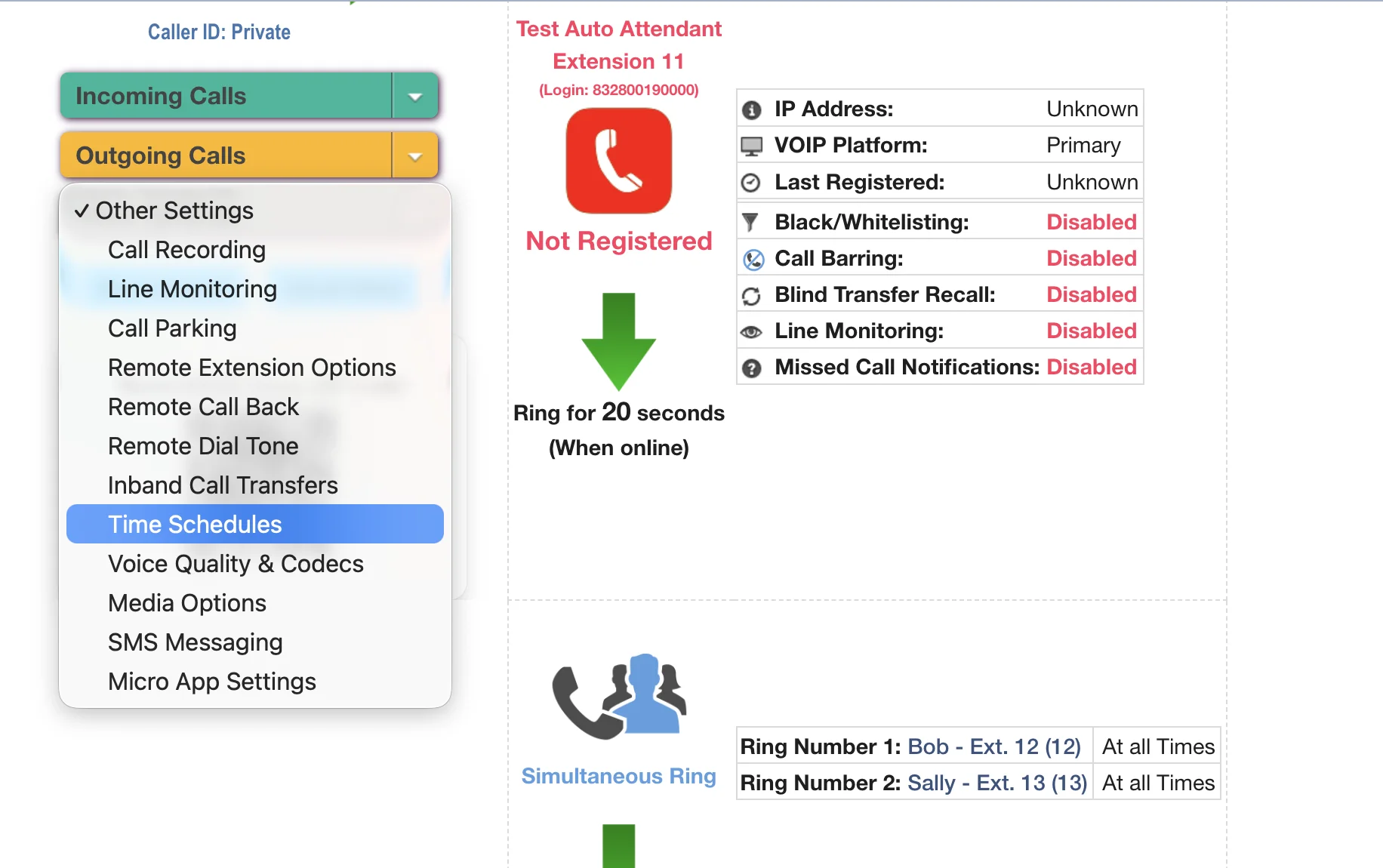 Navigating to the Time Schedules menu under Other Settings.