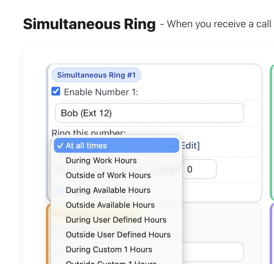 Applying a Work Hours schedule to a Simultaneous Ring group.